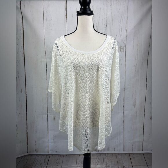 Kate Laundry Kimono Laced Coverup Tunic Cream White - Picture 1 of 6